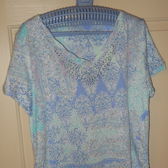 Gloria Vanderbilt M top - embellished Short Sleeve - Picture 1 of 8
